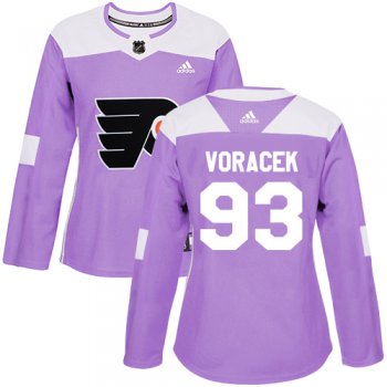 Adidas Philadelphia Flyers #93 Jakub Voracek Purple Authentic Fights Cancer Women's Stitched NHL Jersey