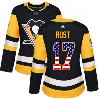 Adidas Pittsburgh Penguins #17 Bryan Rust Black Home Authentic USA Flag Women's Stitched NHL Jersey