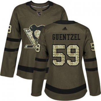 Adidas Pittsburgh Penguins #59 Jake Guentzel Green Salute to Service Women's Stitched NHL Jersey