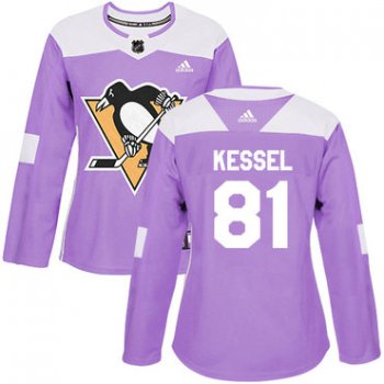 Adidas Pittsburgh Penguins #81 Phil Kessel Purple Authentic Fights Cancer Women's Stitched NHL Jersey