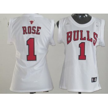 Chicago Bulls #1 Derrick Rose White Womens Jersey