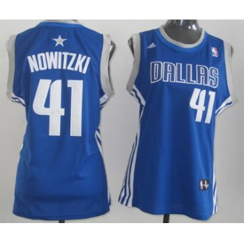 Dallas Mavericks #41 Dirk Nowitzki Light Blue Womens Jersey