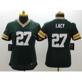 Nike Green Bay Packers #27 Eddie Lacy Green Limited Womens Jersey