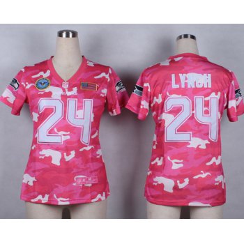 Nike Seattle Seahawks #24 Marshawn Lynch 2014 Salute to Service Pink Camo Womens Jersey