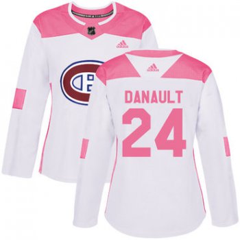 Adidas Montreal Canadiens #24 Phillip Danault White Pink Authentic Fashion Women's Stitched NHL Jersey