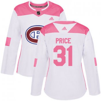 Adidas Montreal Canadiens #31 Carey Price White Pink Authentic Fashion Women's Stitched NHL Jersey