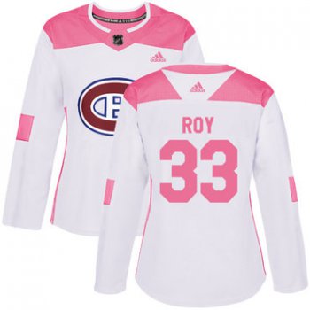 Adidas Montreal Canadiens #33 Patrick Roy White Pink Authentic Fashion Women's Stitched NHL Jersey