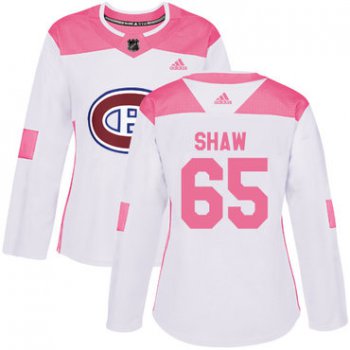 Adidas Montreal Canadiens #65 Andrew Shaw White Pink Authentic Fashion Women's Stitched NHL Jersey