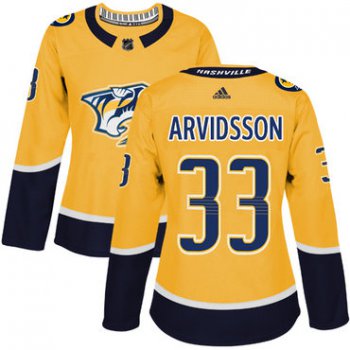 Adidas Nashville Predators #33 Viktor Arvidsson Yellow Home Authentic Women's Stitched NHL Jersey