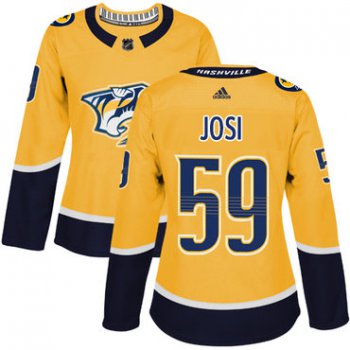 Adidas Nashville Predators #59 Roman Josi Yellow Home Authentic Women's Stitched NHL Jersey