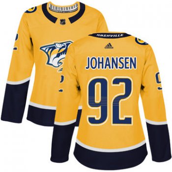 Adidas Nashville Predators #92 Ryan Johansen Yellow Home Authentic Women's Stitched NHL Jersey