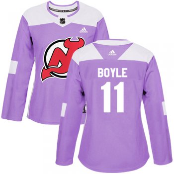 Adidas New Jersey Devils #11 Brian Boyle Purple Authentic Fights Cancer Women's Stitched NHL Jersey