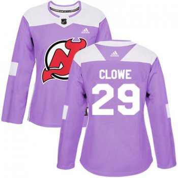 Adidas New Jersey Devils #29 Ryane Clowe Purple Authentic Fights Cancer Women's Stitched NHL Jersey
