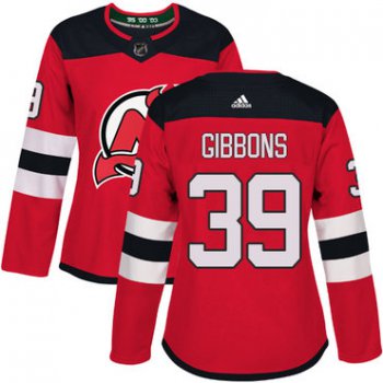 Adidas New Jersey Devils #39 Brian Gibbons Red Home Authentic Women's Stitched NHL Jersey
