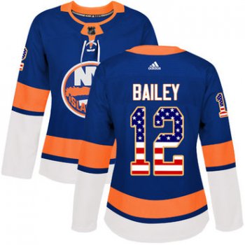 Adidas New York Islanders #12 Josh Bailey Royal Blue Home Authentic USA Flag Women's Stitched NHL Jersey
