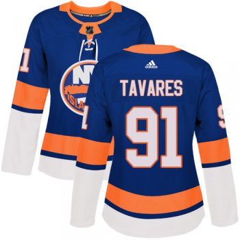 Adidas New York Islanders #91 John Tavares Royal Blue Home Authentic Women's Stitched NHL Jersey
