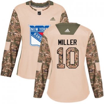 Adidas New York Rangers #10 J.T. Miller Camo Authentic 2017 Veterans Day Women's Stitched NHL Jersey