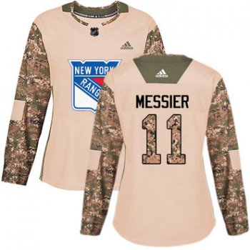 Adidas New York Rangers #11 Mark Messier Camo Authentic 2017 Veterans Day Women's Stitched NHL Jersey