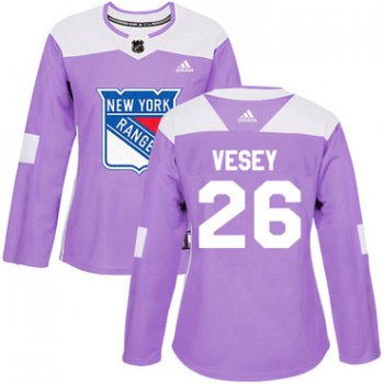 Adidas New York Rangers #26 Jimmy Vesey Purple Authentic Fights Cancer Women's Stitched NHL Jersey