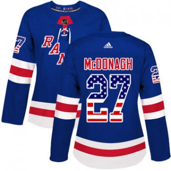 Adidas New York Rangers #27 Ryan McDonagh Royal Blue Home Authentic USA Flag Women's Stitched NHL Jersey