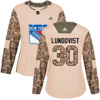 Adidas New York Rangers #30 Henrik Lundqvist Camo Authentic 2017 Veterans Day Women's Stitched NHL Jersey