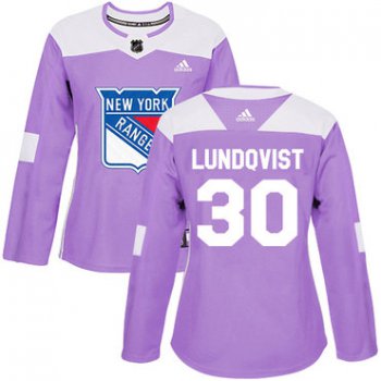 Adidas New York Rangers #30 Henrik Lundqvist Purple Authentic Fights Cancer Women's Stitched NHL Jersey