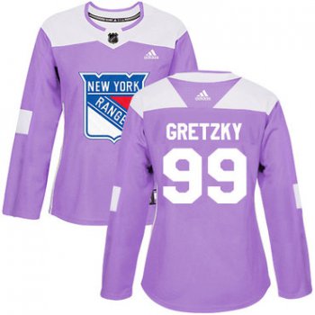 Adidas New York Rangers #99 Wayne Gretzky Purple Authentic Fights Cancer Women's Stitched NHL Jersey