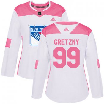 Adidas New York Rangers #99 Wayne Gretzky White Pink Authentic Fashion Women's Stitched NHL Jersey