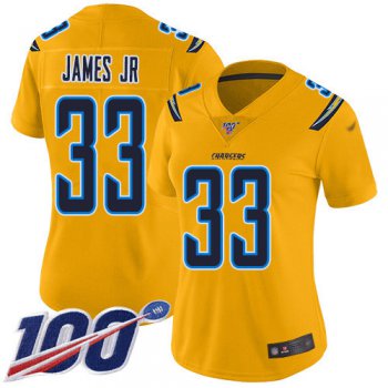 Nike Chargers #33 Derwin James Jr Gold Women's Stitched NFL Limited Inverted Legend 100th Season Jersey