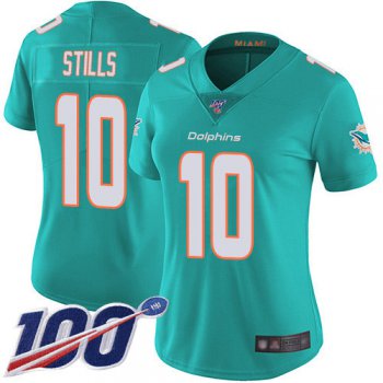 Nike Dolphins #10 Kenny Stills Aqua Green Team Color Women's Stitched NFL 100th Season Vapor Limited Jersey
