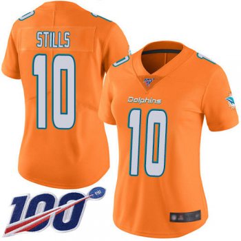 Nike Dolphins #10 Kenny Stills Orange Women's Stitched NFL Limited Rush 100th Season Jersey