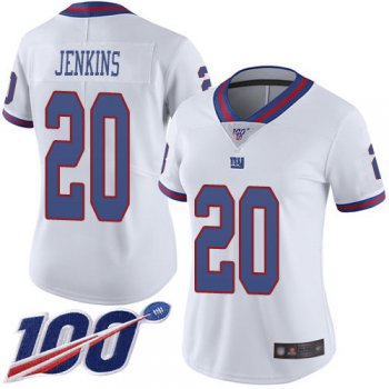 Nike Giants #20 Janoris Jenkins White Women's Stitched NFL Limited Rush 100th Season Jersey