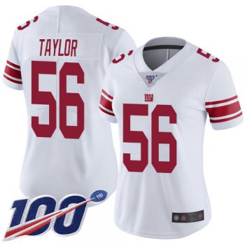 Nike Giants #56 Lawrence Taylor White Women's Stitched NFL 100th Season Vapor Limited Jersey
