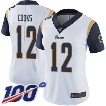 Nike Rams #12 Brandin Cooks White Women's Stitched NFL 100th Season Vapor Limited Jersey