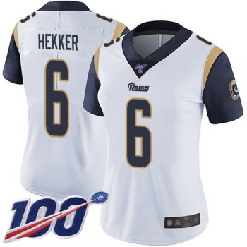 Nike Rams #6 Johnny Hekker White Women's Stitched NFL 100th Season Vapor Limited Jersey