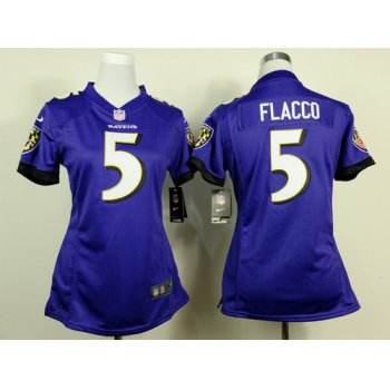 Nike Baltimore Ravens #5 Joe Flacco 2013 Purple Game Womens Jersey