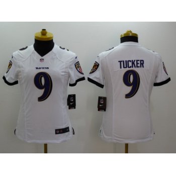 Nike Baltimore Ravens #9 Justin Tucker 2013 White Limited Womens Jersey
