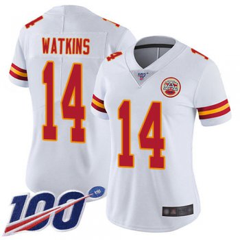 Nike Chiefs #14 Sammy Watkins White Women's Stitched NFL 100th Season Vapor Limited Jersey