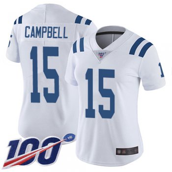 Nike Colts #15 Parris Campbell White Women's Stitched NFL 100th Season Vapor Limited Jersey