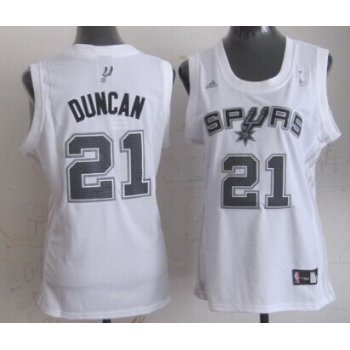 San Antonio Spurs #21 Tim Duncan White Womens Jersey