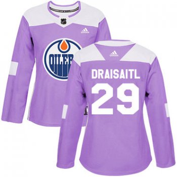 Adidas Edmonton Oilers #29 Leon Draisaitl Purple Authentic Fights Cancer Women's Stitched NHL Jersey