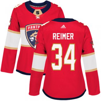 Adidas Florida Panthers #34 James Reimer Red Home Authentic Women's Stitched NHL Jersey