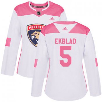 Adidas Florida Panthers #5 Aaron Ekblad White Pink Authentic Fashion Women's Stitched NHL Jersey