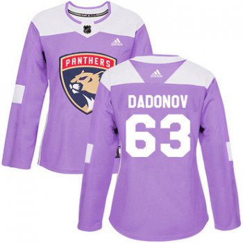 Adidas Florida Panthers #63 Evgenii Dadonov Purple Authentic Fights Cancer Women's Stitched NHL Jersey