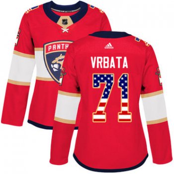 Adidas Florida Panthers #71 Radim Vrbata Red Home Authentic USA Flag Women's Stitched NHL Jersey
