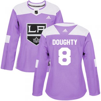 Adidas Los Angeles Kings #8 Drew Doughty Purple Authentic Fights Cancer Women's Stitched NHL Jersey