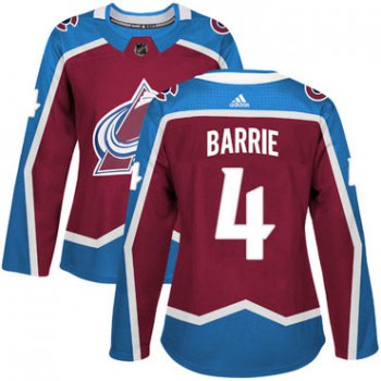 Adidas Colorado Avalanche #4 Tyson Barrie Burgundy Home Authentic Women's Stitched NHL Jersey