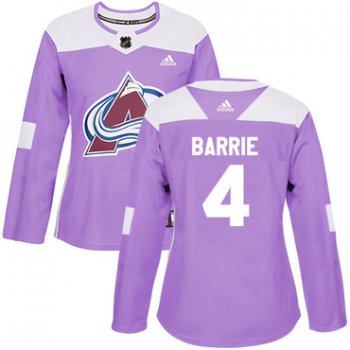 Adidas Colorado Avalanche #4 Tyson Barrie Purple Authentic Fights Cancer Women's Stitched NHL Jersey