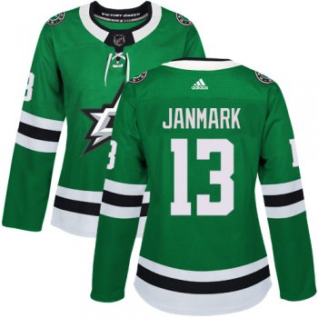 Adidas Dallas Stars #13 Mattias Janmark Green Home Authentic Women's Stitched NHL Jersey