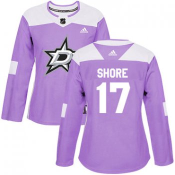 Adidas Dallas Stars #17 Devin Shore Purple Authentic Fights Cancer Women's Stitched NHL Jersey
